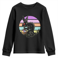Retro Sunset Chupacabra Easter Egg Hunt Youth Sweatshirt Cryptid Lover Gift
