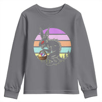 Retro Sunset Chupacabra Easter Egg Hunt Youth Sweatshirt Cryptid Lover Gift