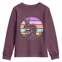 Retro Sunset Chupacabra Easter Egg Hunt Youth Sweatshirt Cryptid Lover Gift