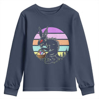 Retro Sunset Chupacabra Easter Egg Hunt Youth Sweatshirt Cryptid Lover Gift
