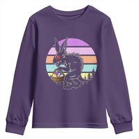 Retro Sunset Chupacabra Easter Egg Hunt Youth Sweatshirt Cryptid Lover Gift