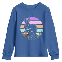 Retro Sunset Chupacabra Easter Egg Hunt Youth Sweatshirt Cryptid Lover Gift