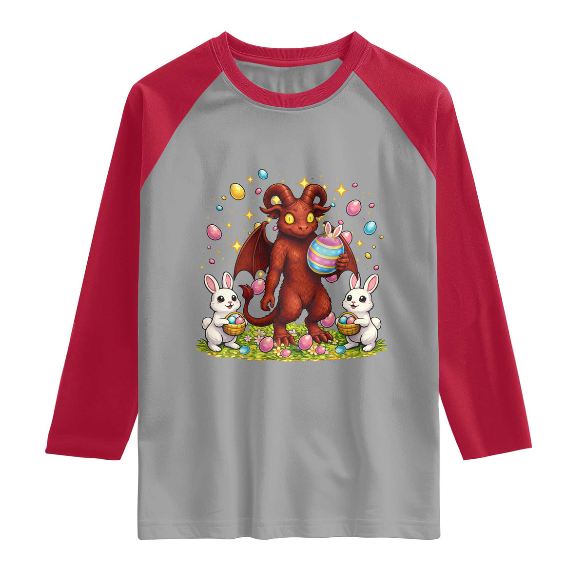 Jersey Devil Easter Egg Hunt Raglan Shirt Funny Pine Barrens Folklore Gift
