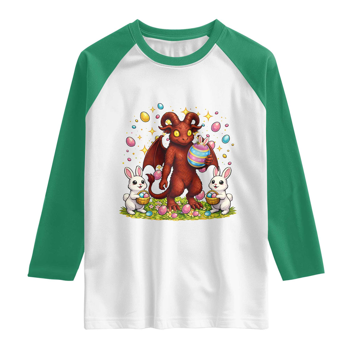 Jersey Devil Easter Egg Hunt Raglan Shirt Funny Pine Barrens Folklore Gift