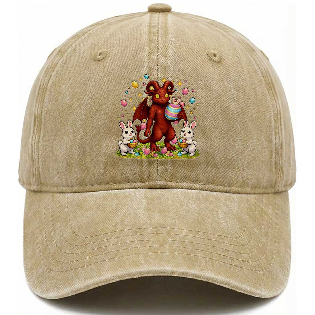 Jersey Devil Easter Egg Hunt Washed Cotton Baseball Cap Funny Pine Barrens Folklore Gift