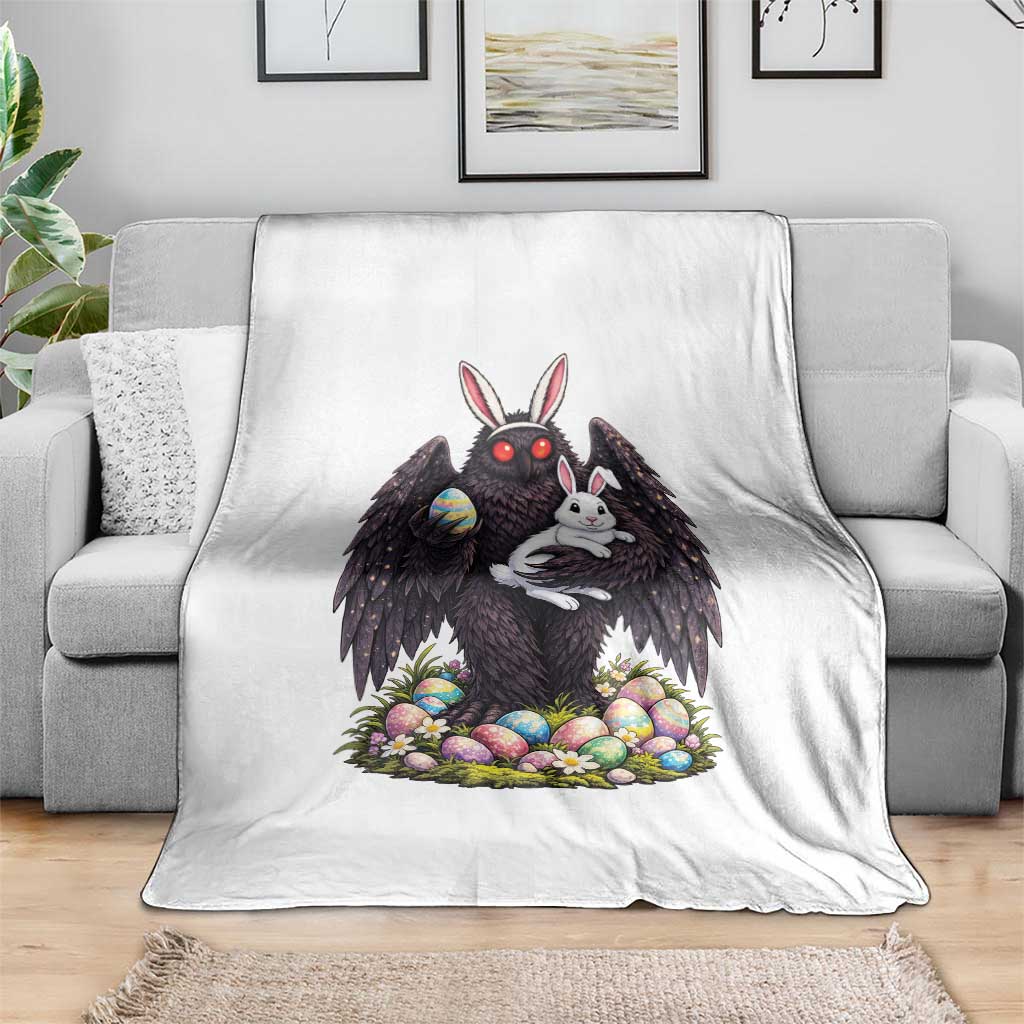 Funny Mothman Bunny Ears Throw Blanket Point Pleasant Cryptid Lover Gift