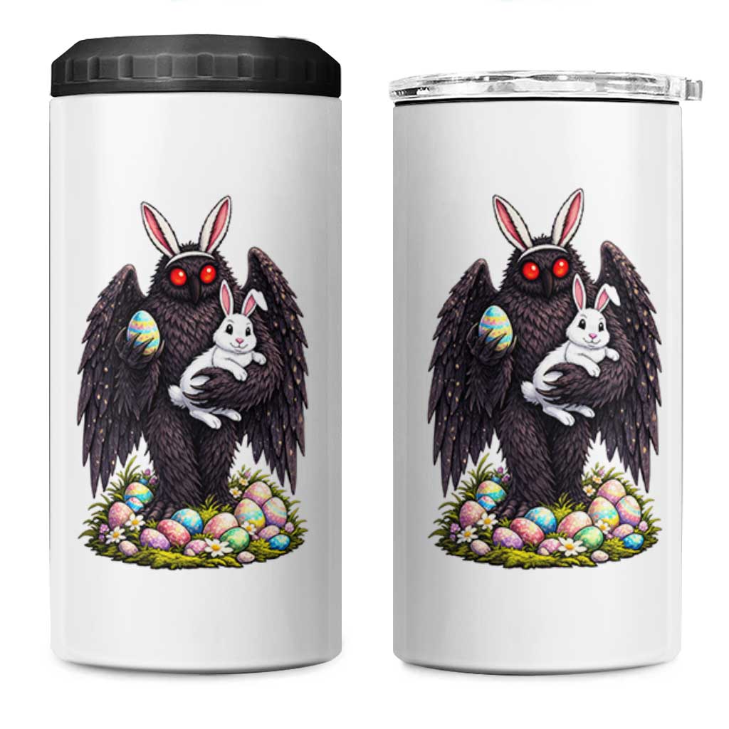 Funny Mothman Bunny Ears 4 in 1 Can Cooler Tumbler Point Pleasant Cryptid Lover Gift