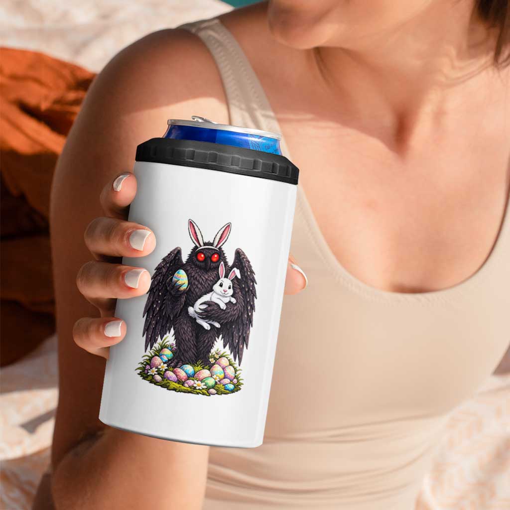 Funny Mothman Bunny Ears 4 in 1 Can Cooler Tumbler Point Pleasant Cryptid Lover Gift