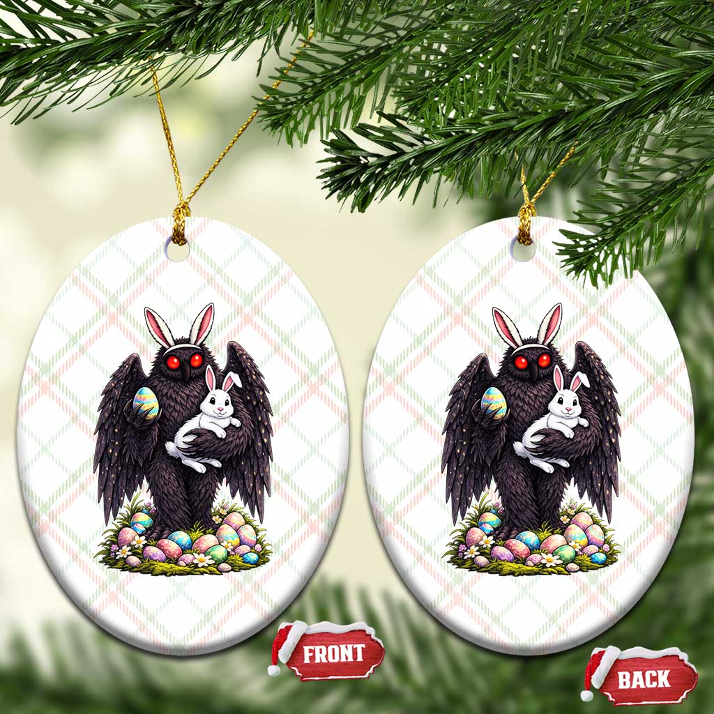Funny Mothman Bunny Ears Ceramic Ornament Point Pleasant Cryptid Lover Gift