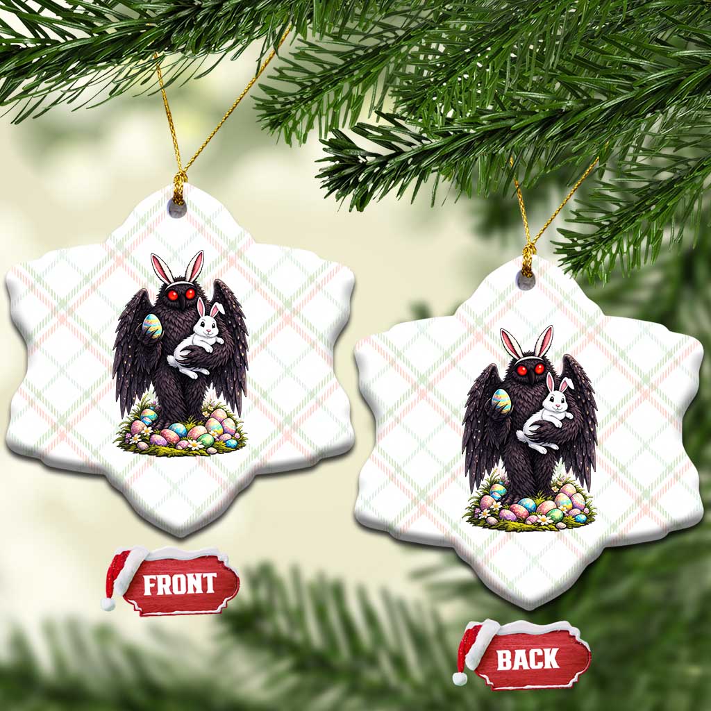 Funny Mothman Bunny Ears Ceramic Ornament Point Pleasant Cryptid Lover Gift