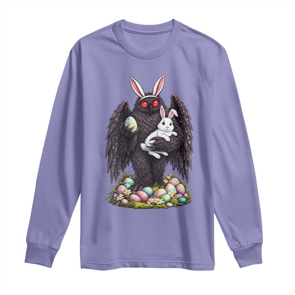 Funny Mothman Bunny Ears Long Sleeve Shirt Point Pleasant Cryptid Lover Gift