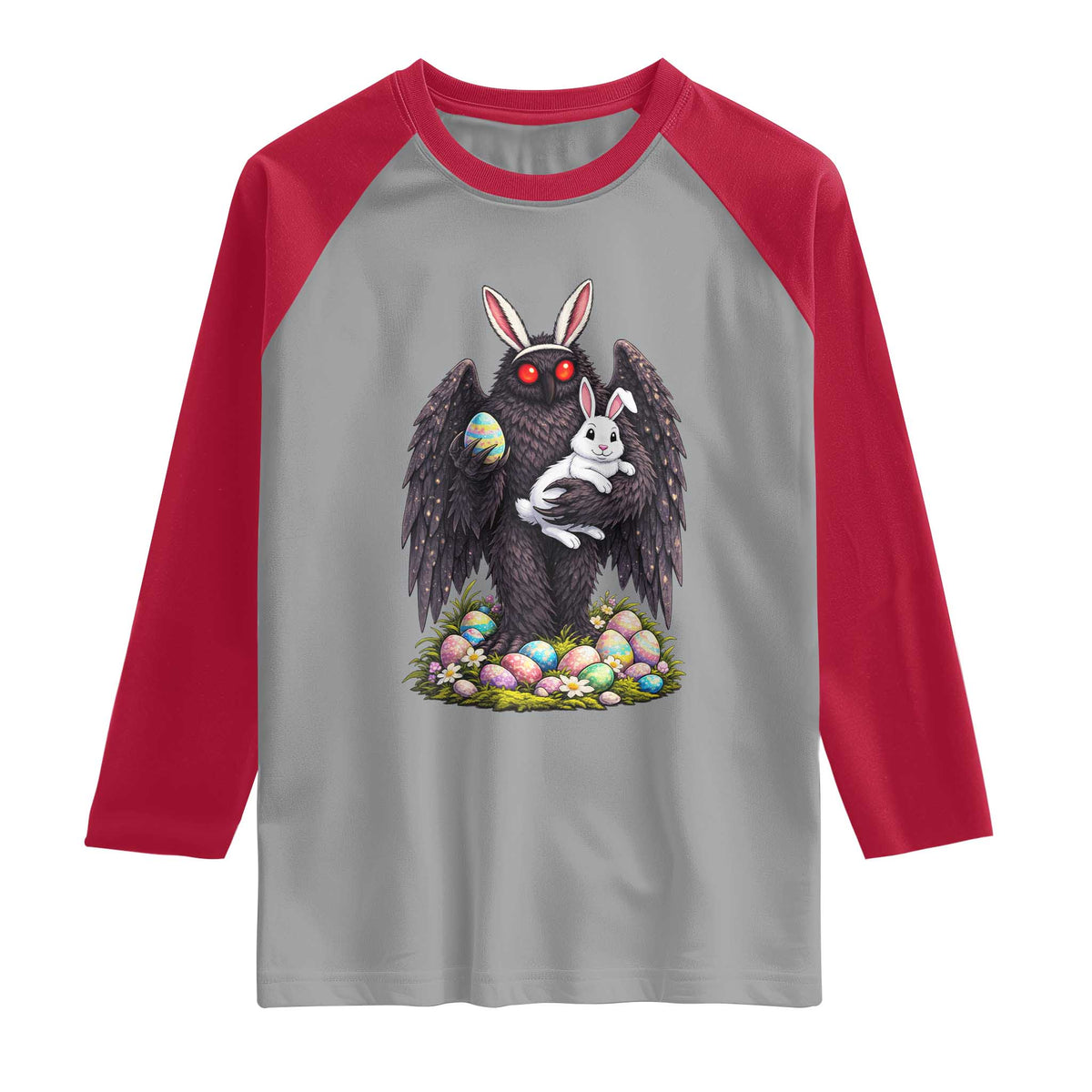 Funny Mothman Bunny Ears Raglan Shirt Point Pleasant Cryptid Lover Gift
