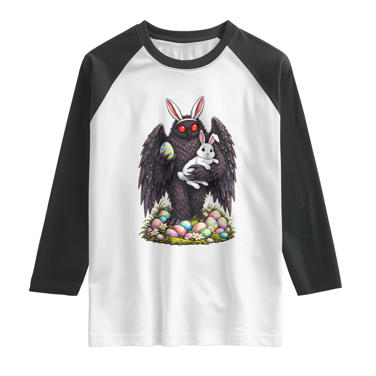 Funny Mothman Bunny Ears Raglan Shirt Point Pleasant Cryptid Lover Gift