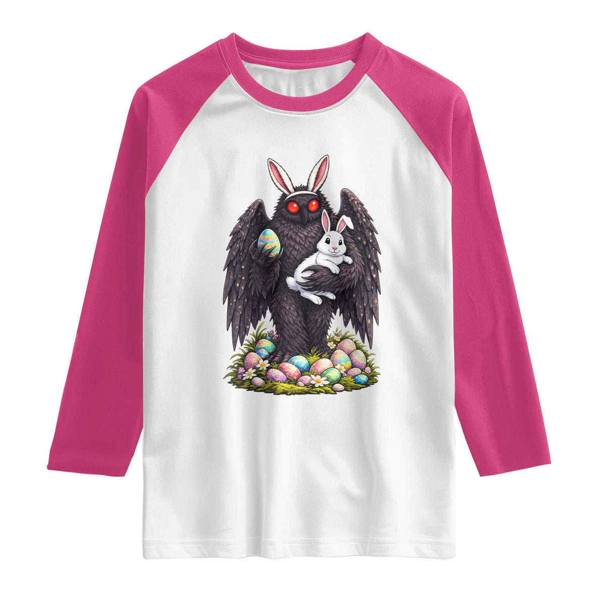 Funny Mothman Bunny Ears Raglan Shirt Point Pleasant Cryptid Lover Gift
