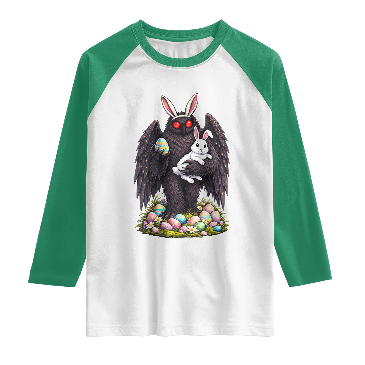 Funny Mothman Bunny Ears Raglan Shirt Point Pleasant Cryptid Lover Gift
