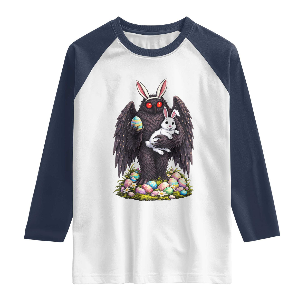 Funny Mothman Bunny Ears Raglan Shirt Point Pleasant Cryptid Lover Gift