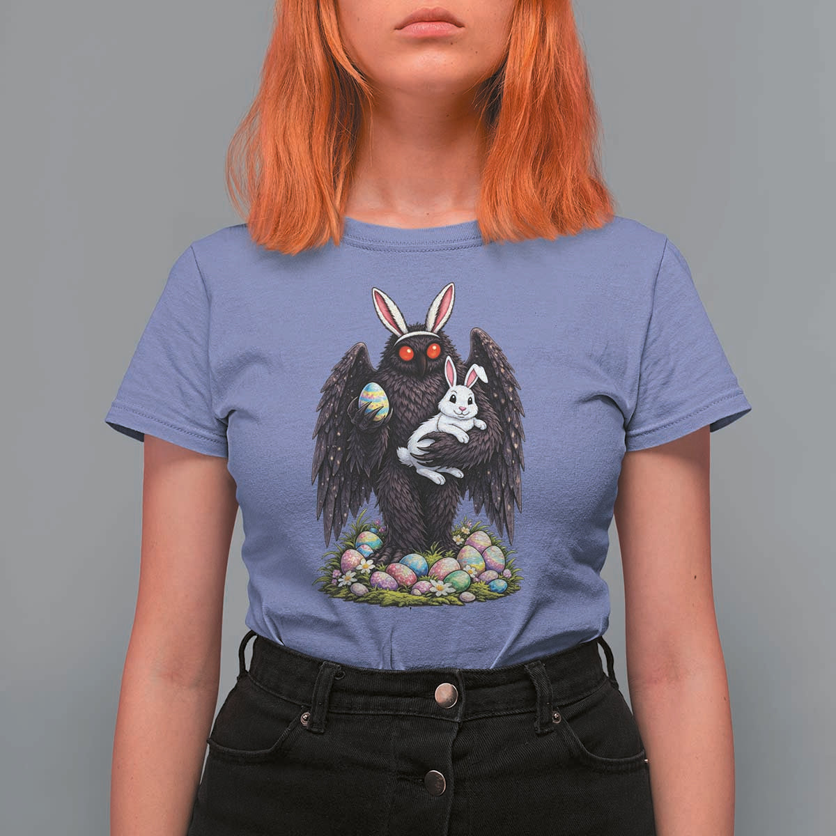 Funny Mothman Bunny Ears T Shirt For Women Point Pleasant Cryptid Lover Gift