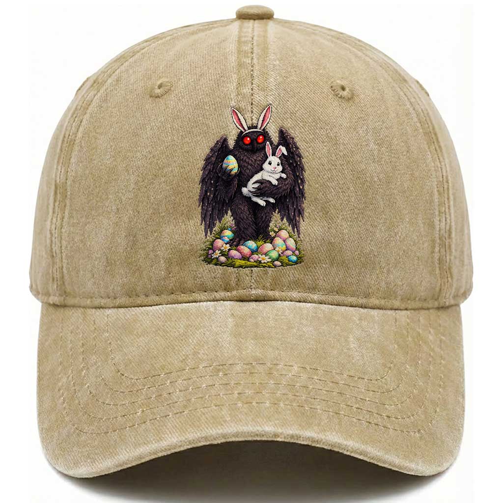 Funny Mothman Bunny Ears Washed Cotton Baseball Cap Point Pleasant Cryptid Lover Gift