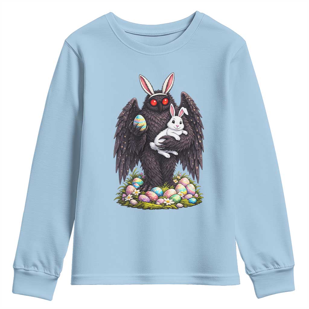 Funny Mothman Bunny Ears Youth Sweatshirt Point Pleasant Cryptid Lover Gift