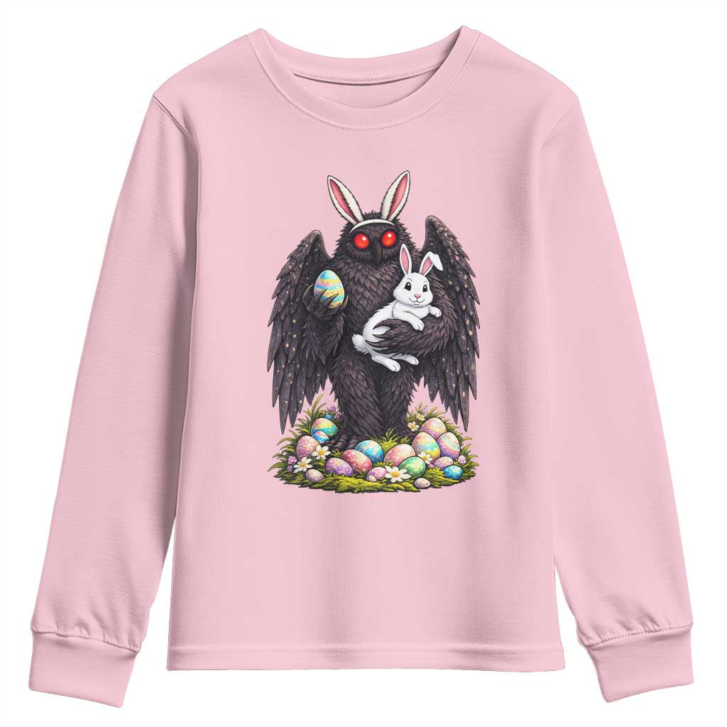 Funny Mothman Bunny Ears Youth Sweatshirt Point Pleasant Cryptid Lover Gift