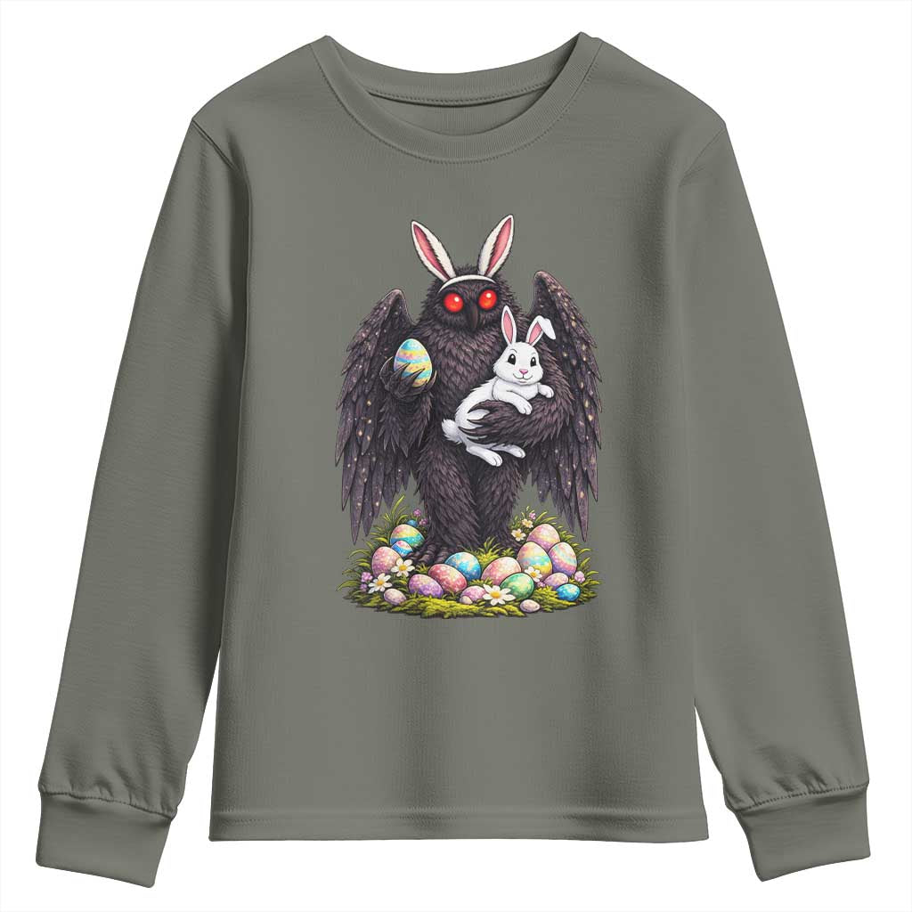 Funny Mothman Bunny Ears Youth Sweatshirt Point Pleasant Cryptid Lover Gift