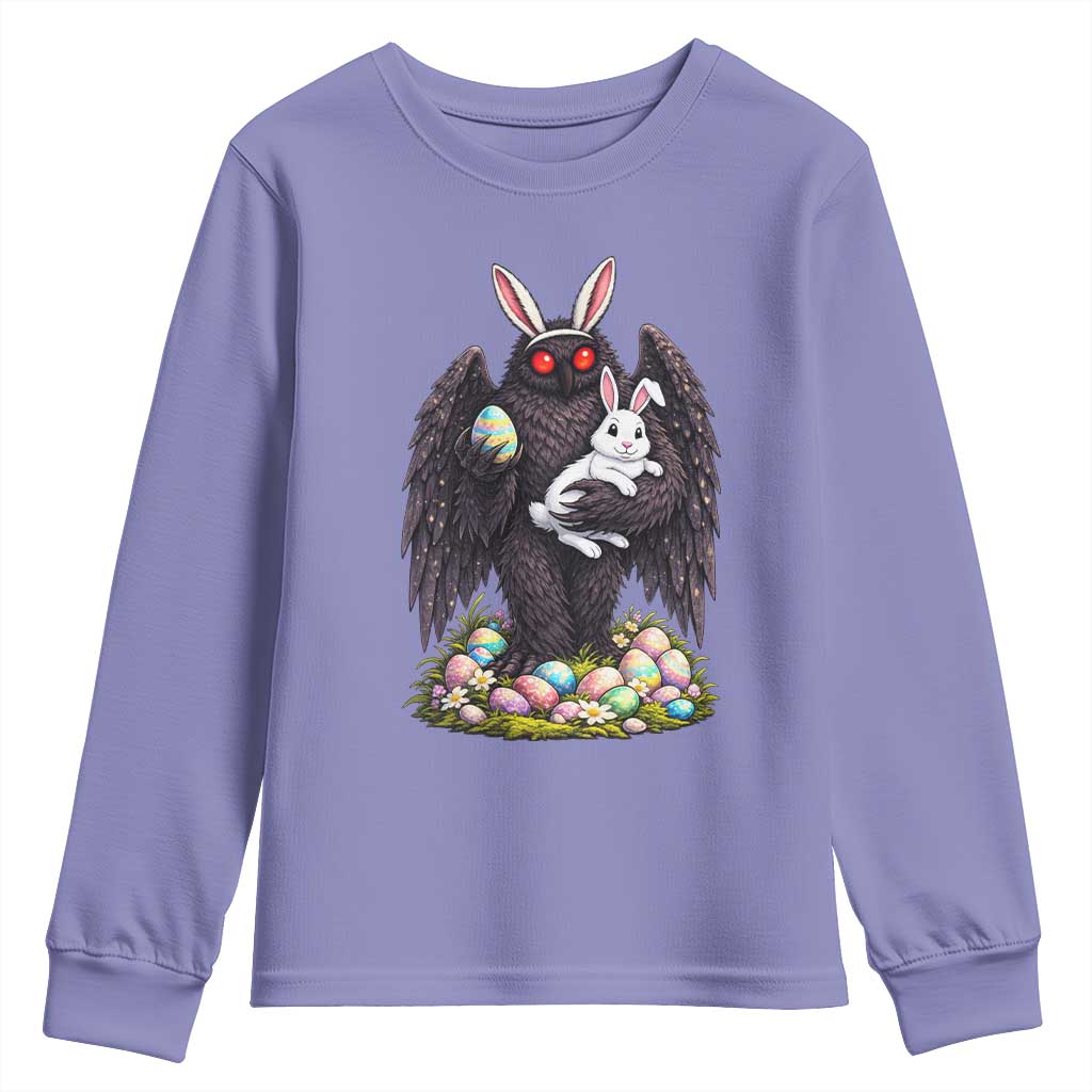 Funny Mothman Bunny Ears Youth Sweatshirt Point Pleasant Cryptid Lover Gift
