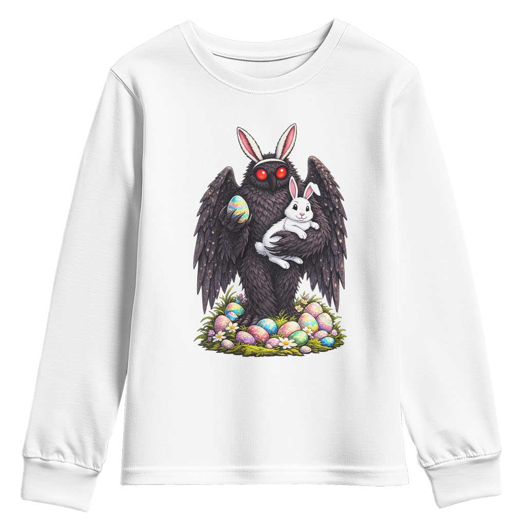 Funny Mothman Bunny Ears Youth Sweatshirt Point Pleasant Cryptid Lover Gift