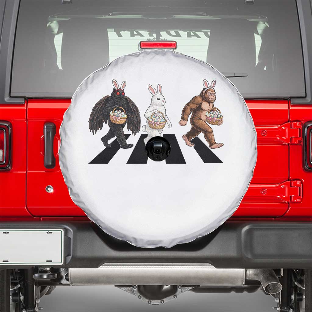 Funny Easter Bunny Bigfoot Mothman Spare Tire Cover Cryptid Lover Gift