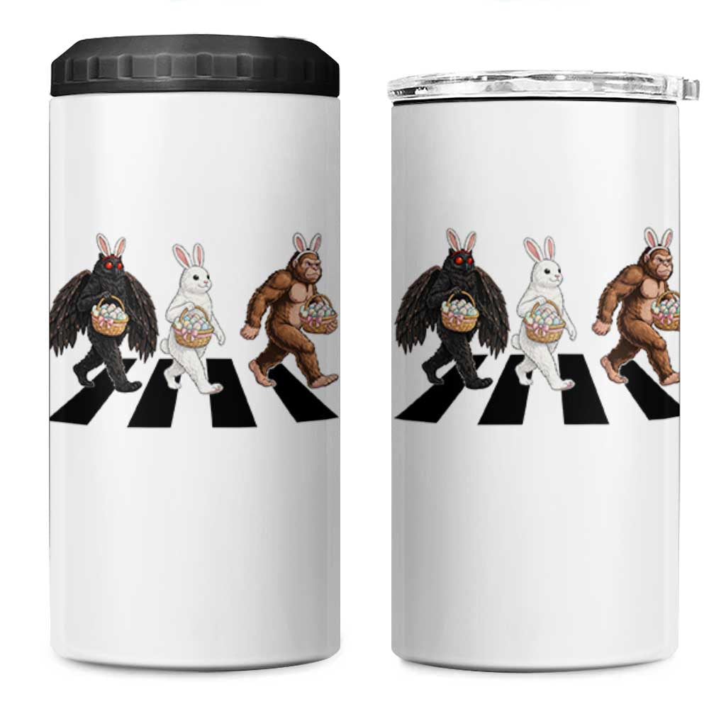 Funny Easter Bunny Bigfoot Mothman 4 in 1 Can Cooler Tumbler Cryptid Lover Gift