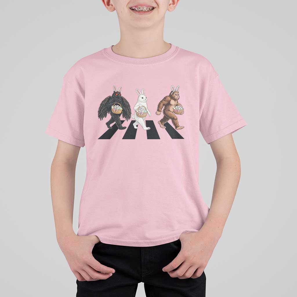 Funny Easter Bunny Bigfoot Mothman T Shirt For Kid Cryptid Lover Gift