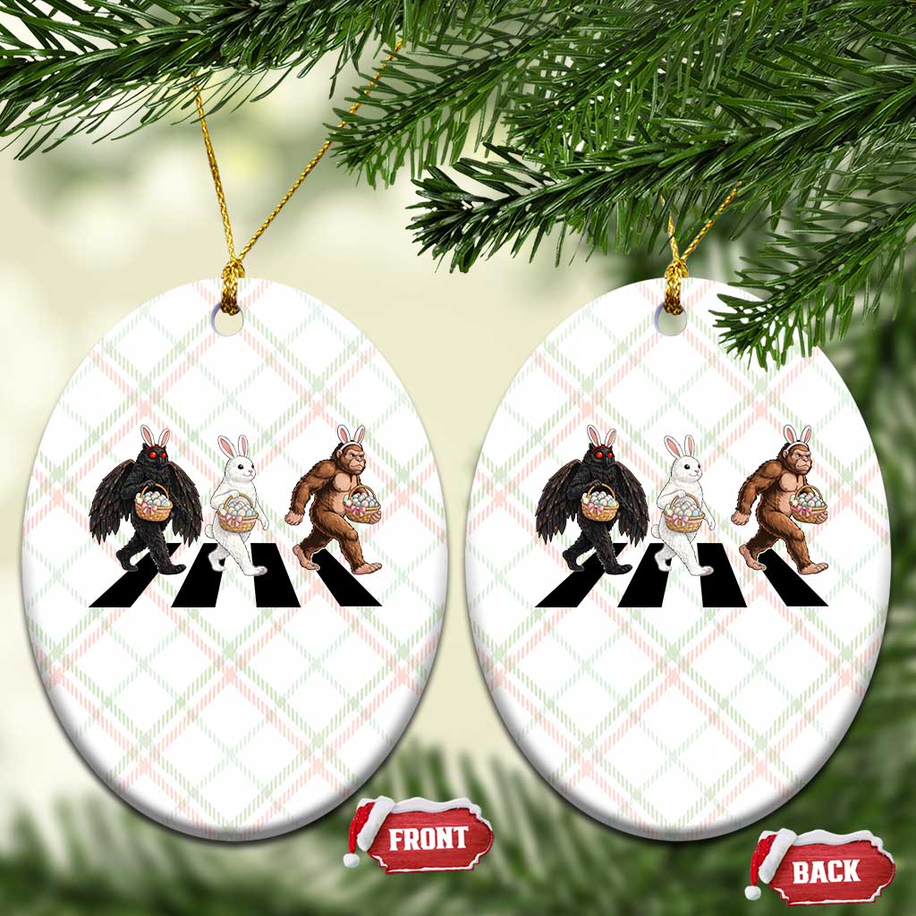 Funny Easter Bunny Bigfoot Mothman Ceramic Ornament Cryptid Lover Gift