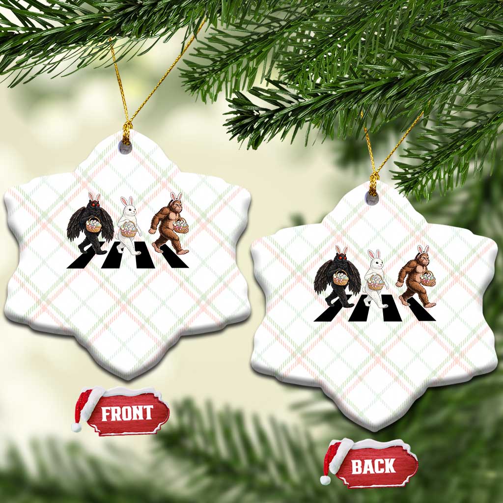 Funny Easter Bunny Bigfoot Mothman Ceramic Ornament Cryptid Lover Gift