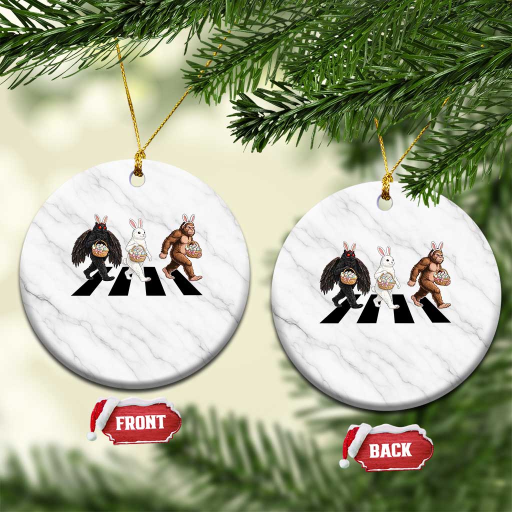 Funny Easter Bunny Bigfoot Mothman Ceramic Ornament Cryptid Lover Gift
