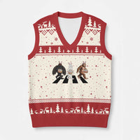 Funny Easter Bunny Bigfoot Mothman V-Neck Knit Sweater Vest Cryptid Lover Gift