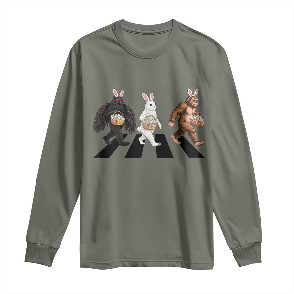 Funny Easter Bunny Bigfoot Mothman Long Sleeve Shirt Cryptid Lover Gift