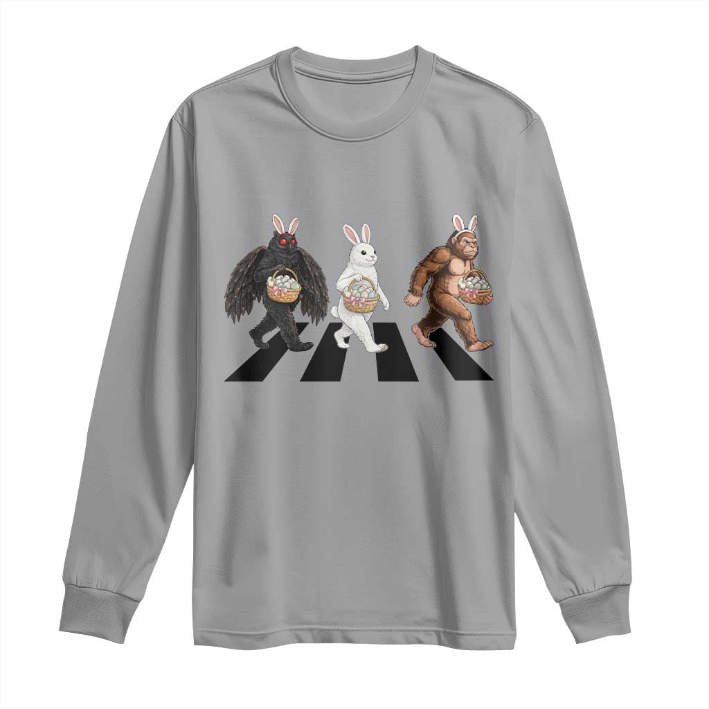 Funny Easter Bunny Bigfoot Mothman Long Sleeve Shirt Cryptid Lover Gift