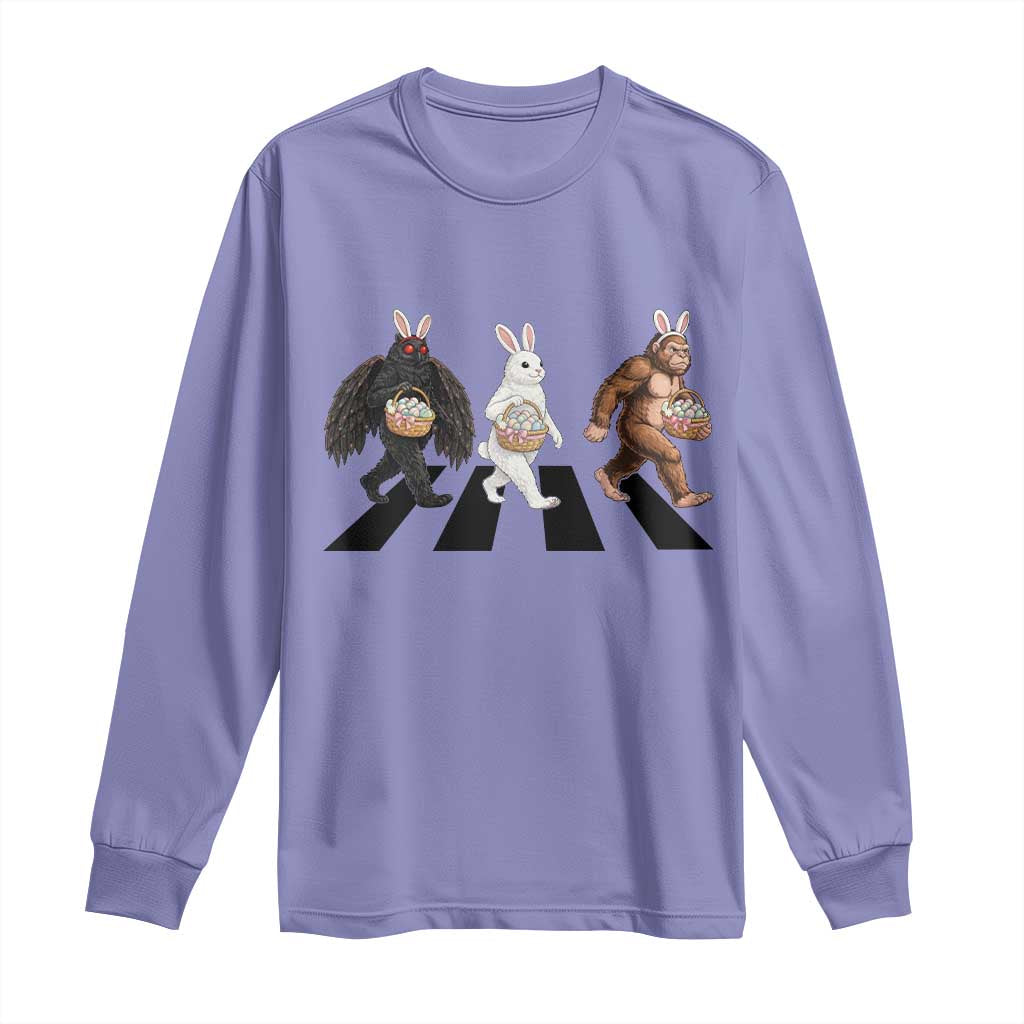 Funny Easter Bunny Bigfoot Mothman Long Sleeve Shirt Cryptid Lover Gift