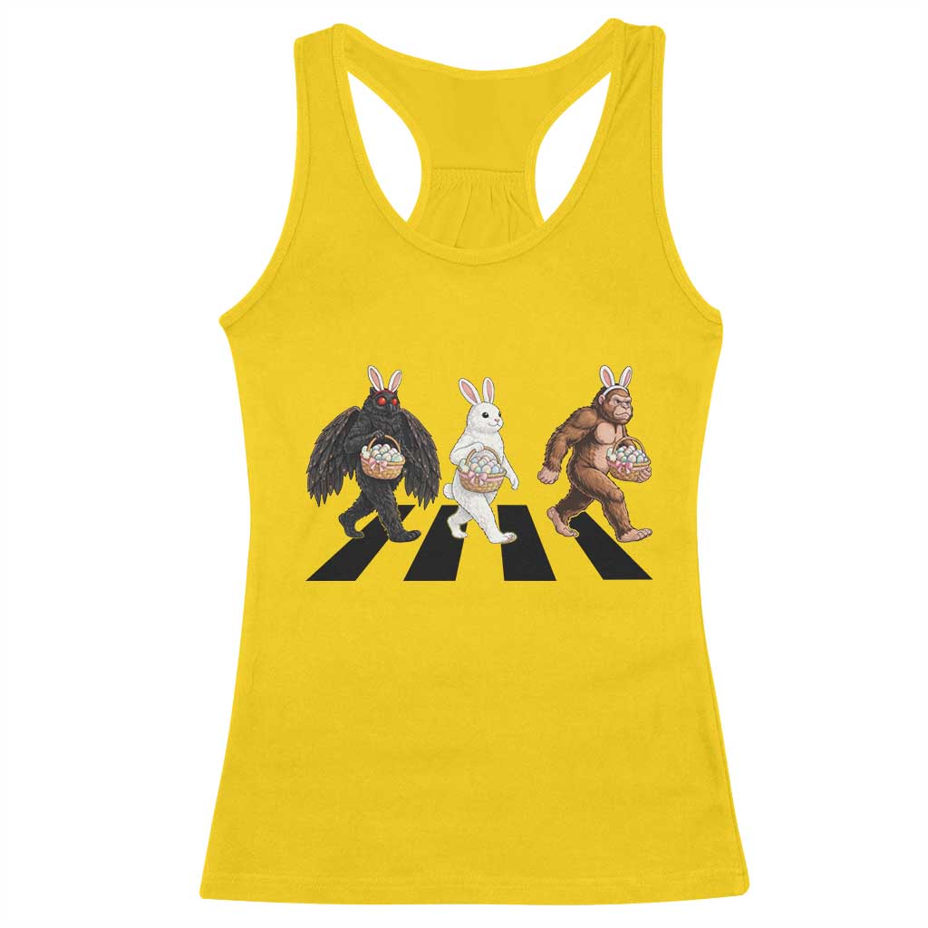 Funny Easter Bunny Bigfoot Mothman Racerback Tank Top Cryptid Lover Gift