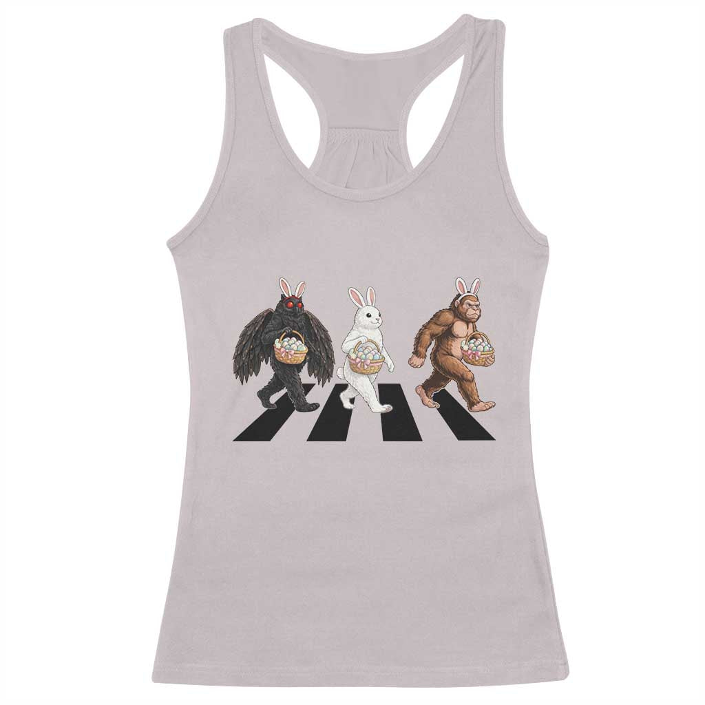 Funny Easter Bunny Bigfoot Mothman Racerback Tank Top Cryptid Lover Gift