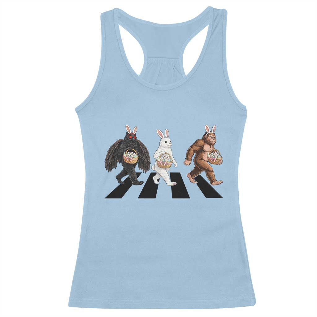 Funny Easter Bunny Bigfoot Mothman Racerback Tank Top Cryptid Lover Gift