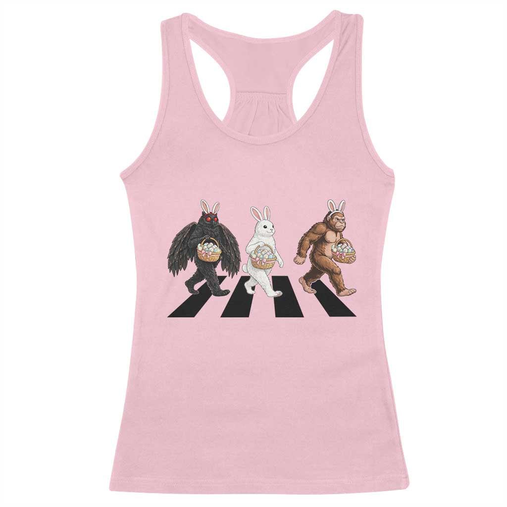 Funny Easter Bunny Bigfoot Mothman Racerback Tank Top Cryptid Lover Gift
