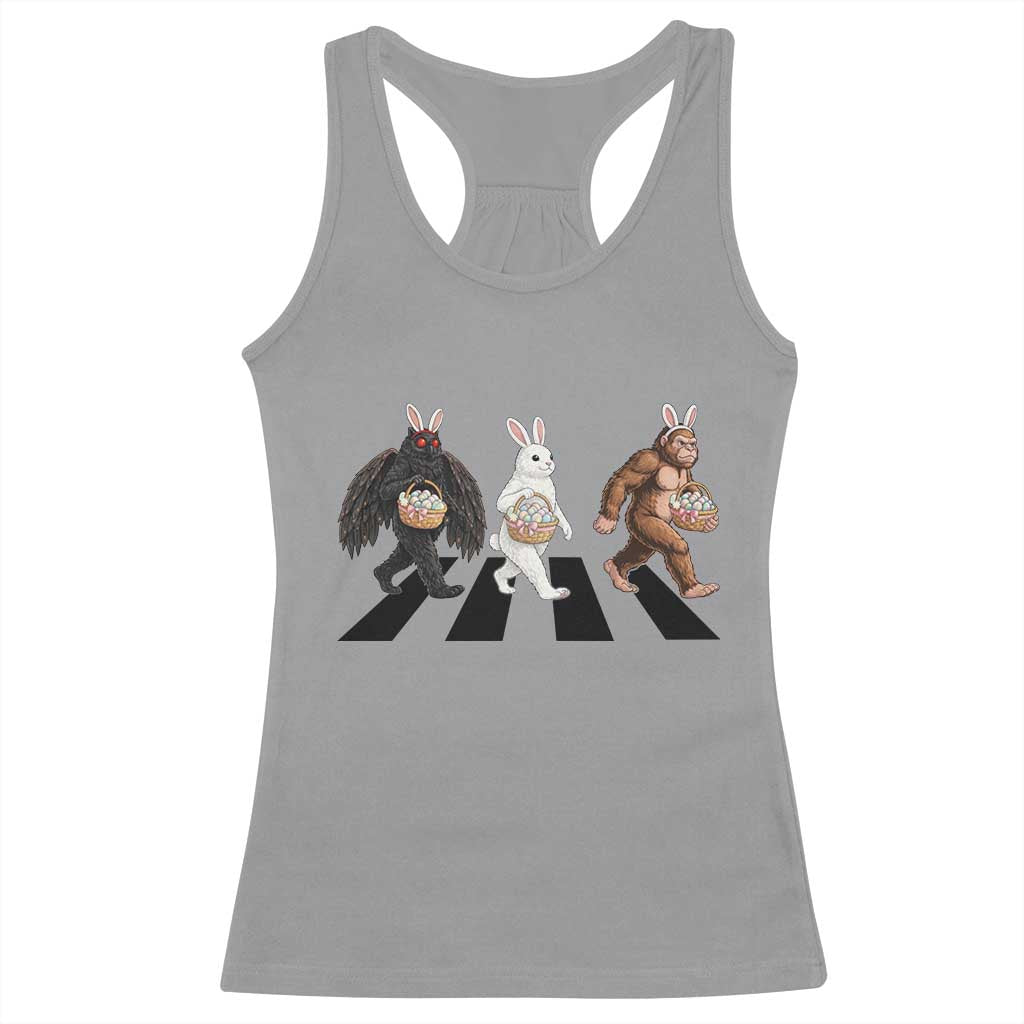 Funny Easter Bunny Bigfoot Mothman Racerback Tank Top Cryptid Lover Gift