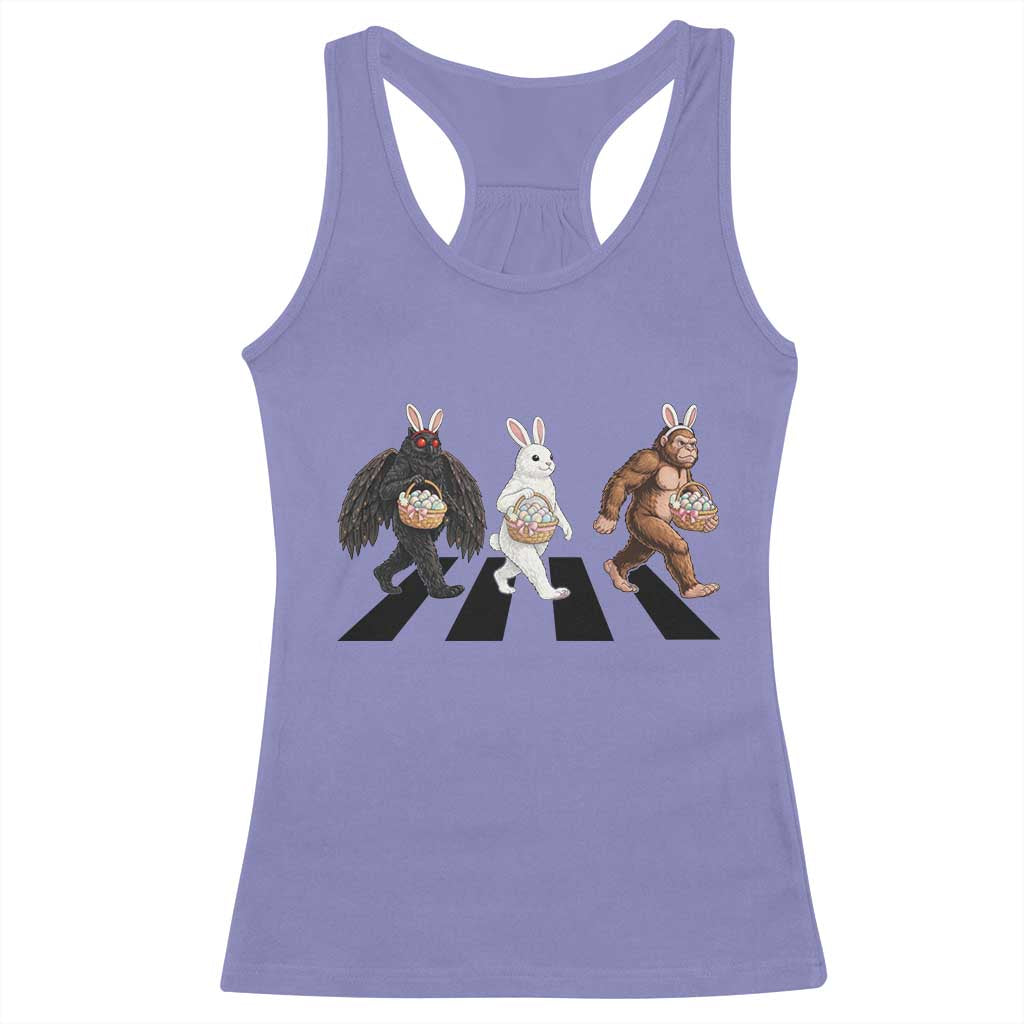 Funny Easter Bunny Bigfoot Mothman Racerback Tank Top Cryptid Lover Gift