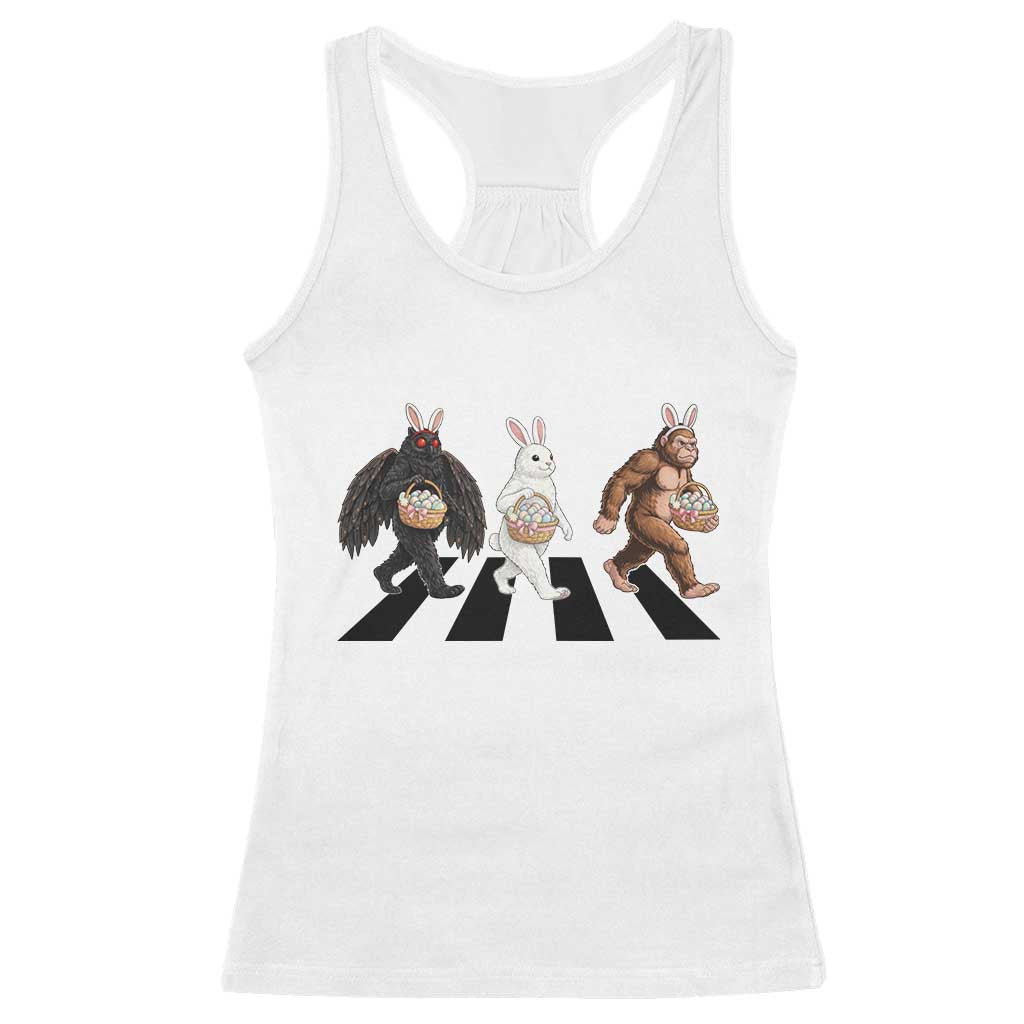 Funny Easter Bunny Bigfoot Mothman Racerback Tank Top Cryptid Lover Gift