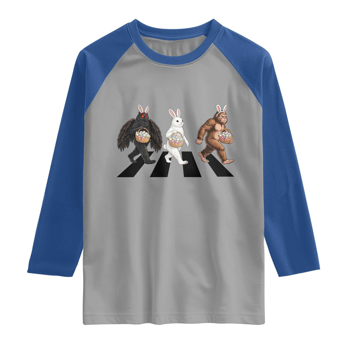 Funny Easter Bunny Bigfoot Mothman Raglan Shirt Cryptid Lover Gift
