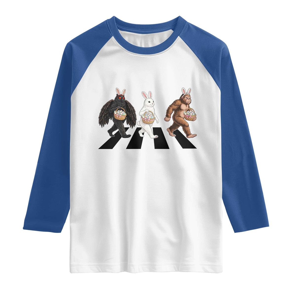Funny Easter Bunny Bigfoot Mothman Raglan Shirt Cryptid Lover Gift