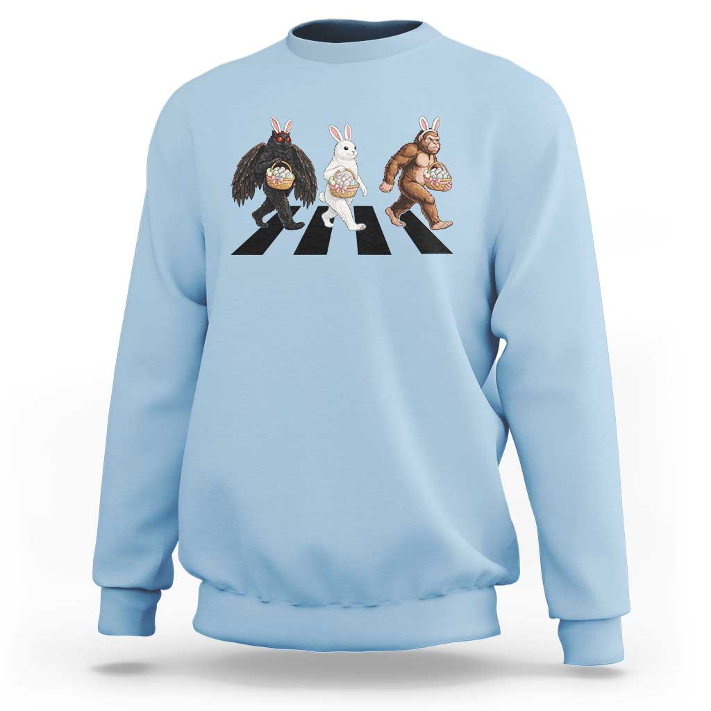 Funny Easter Bunny Bigfoot Mothman Sweatshirt Cryptid Lover Gift