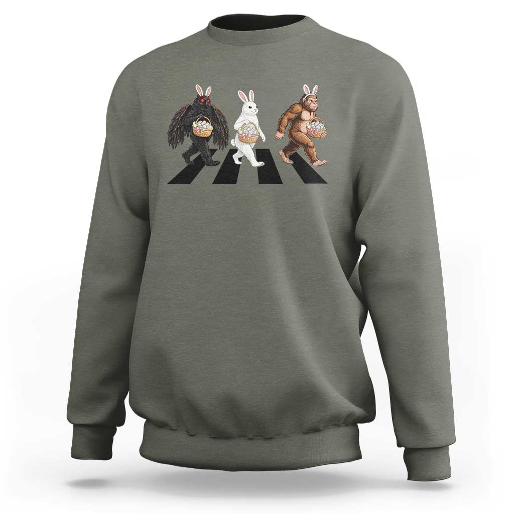 Funny Easter Bunny Bigfoot Mothman Sweatshirt Cryptid Lover Gift
