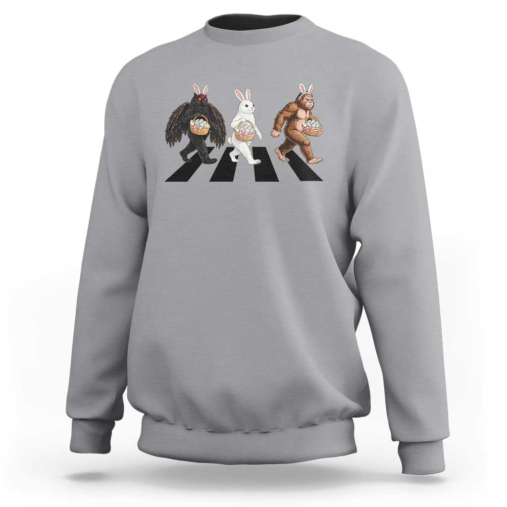 Funny Easter Bunny Bigfoot Mothman Sweatshirt Cryptid Lover Gift
