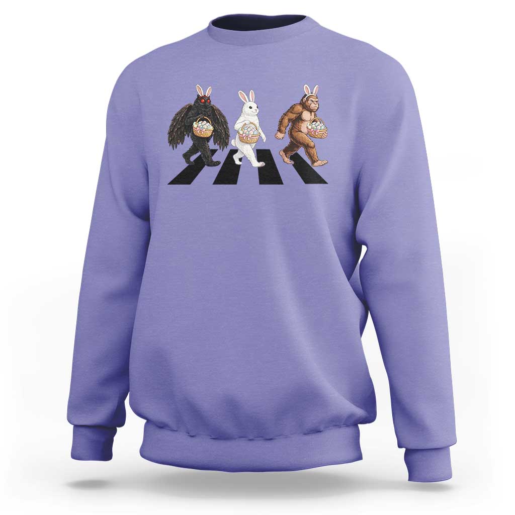 Funny Easter Bunny Bigfoot Mothman Sweatshirt Cryptid Lover Gift
